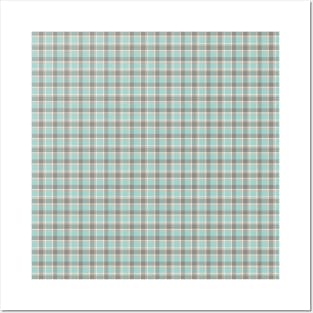 Plaid Teal Brown Cream Pastel Posters and Art